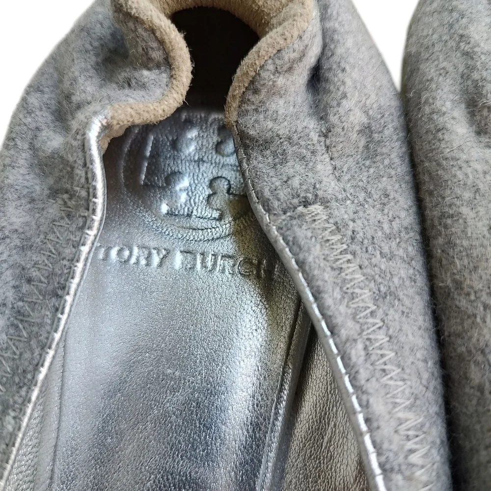 Tory Burch Heather Gray Wool Loafers